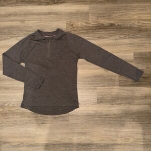 Smartwool Merino Wool Quarter Zip Pullover Brown Long Sleeve Top L